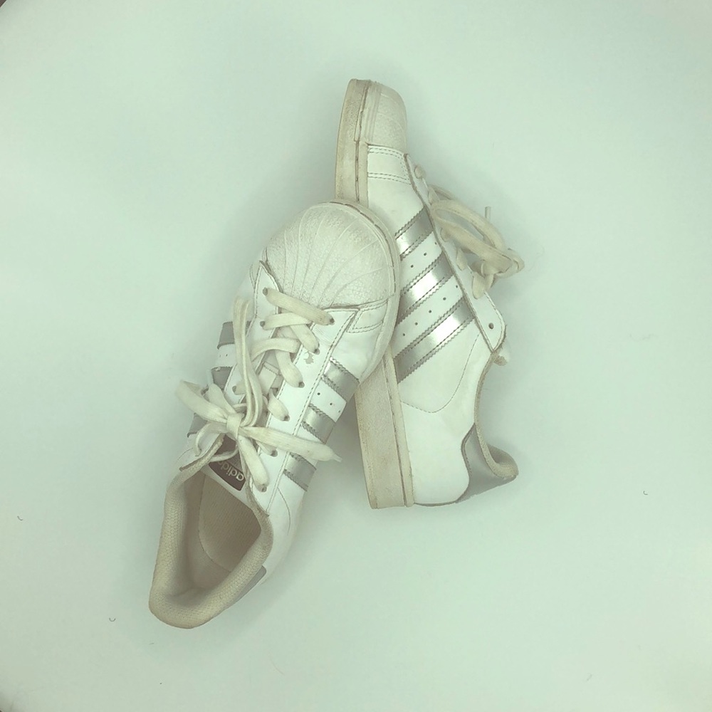 Silver Adidas Superstar Sneakers (used) - Picture 1 of 1
